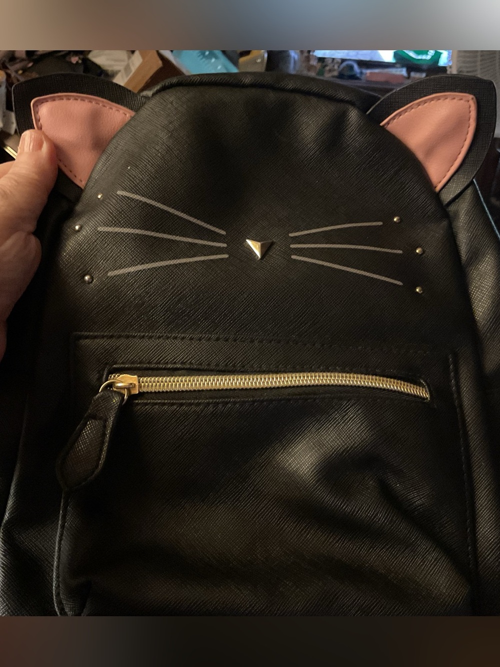 Black Cat Ear Backpack with Pink Accents